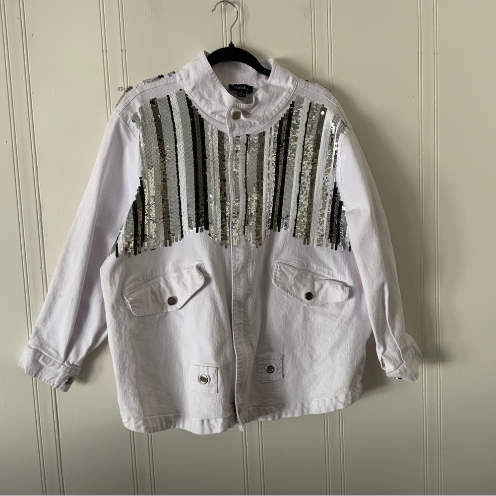 Modlx White and Silver Bomber Jacket Minimalist Style